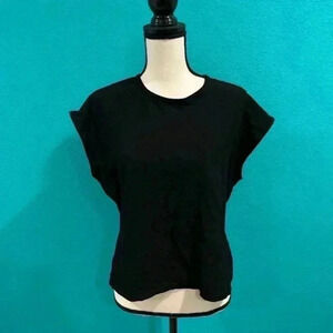 Eileen fisher black thick basic top in size large
